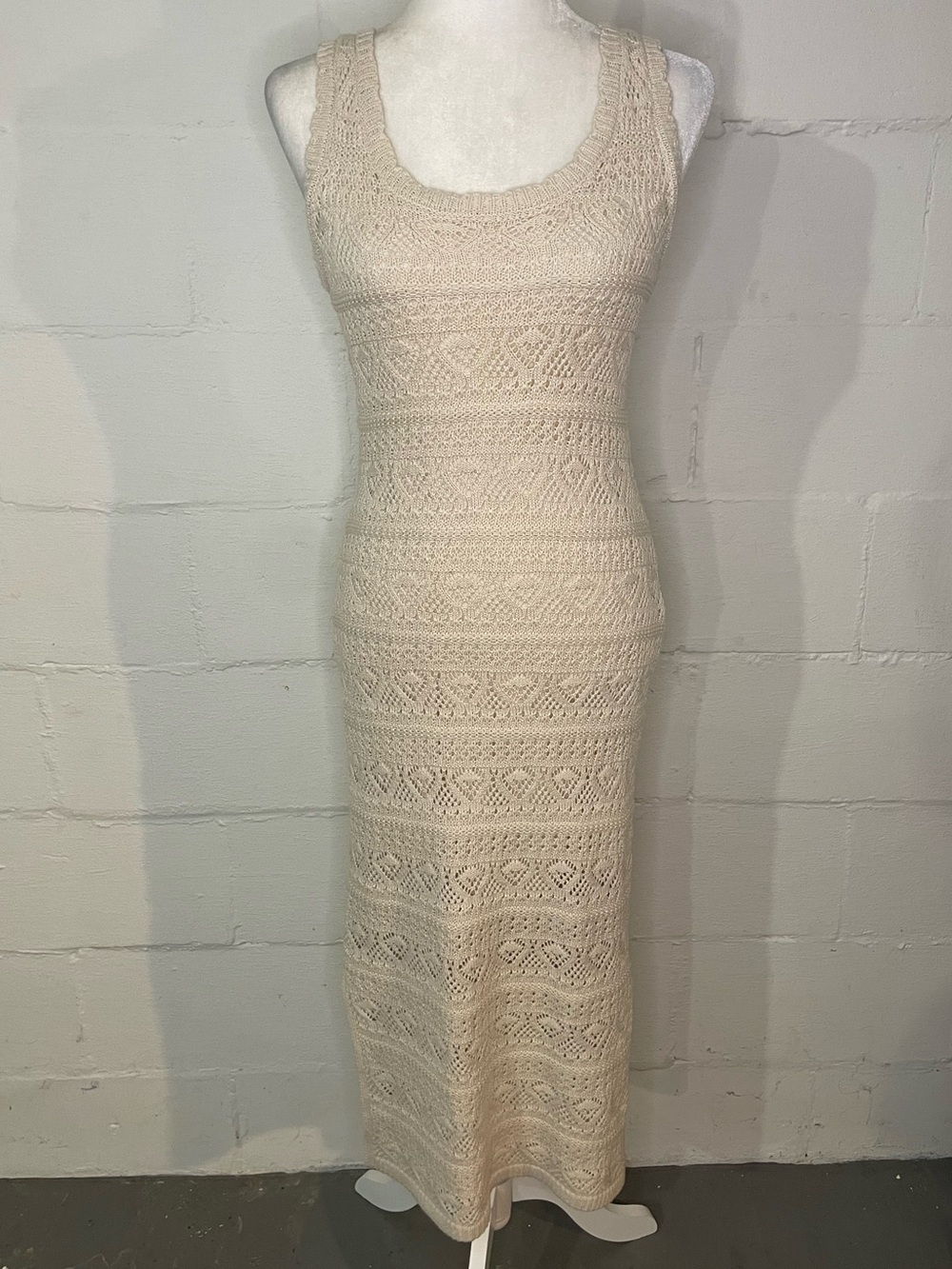 LC Lauren Conrad Cream Crochet Tank Maxi